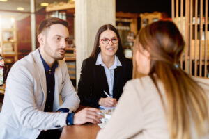 Business people holding a meeting