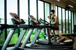 Man running on treadmill 